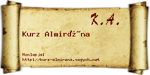 Kurz Almiréna névjegykártya